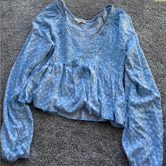 Pacsun Light Blue Floral Blouse - Picture 2 of 9